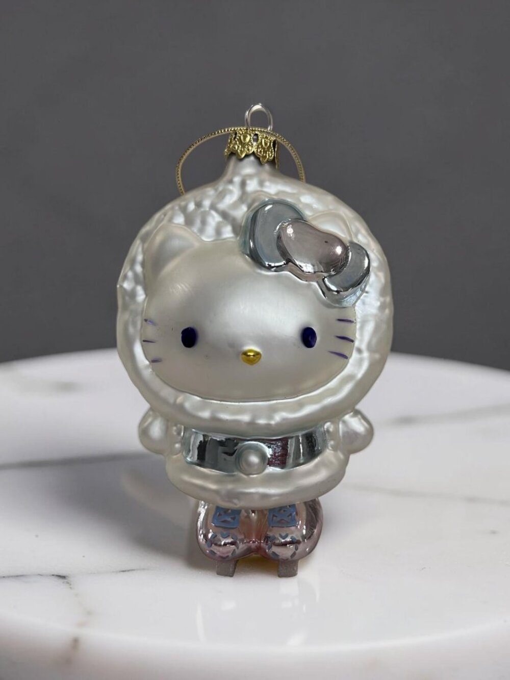 Vintage Hello Kitty Eskimo Tree Glass Ornament, 2005 Sanrio Holiday Collectible